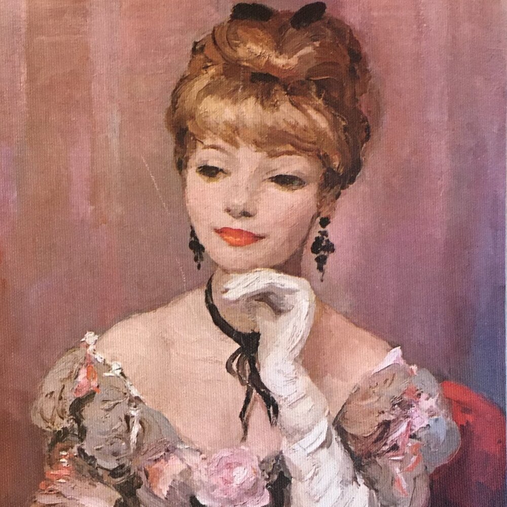 Marcel DYF Portrait of a Lady in Pink 'White Gloves' 8x10 Canvas Board Art